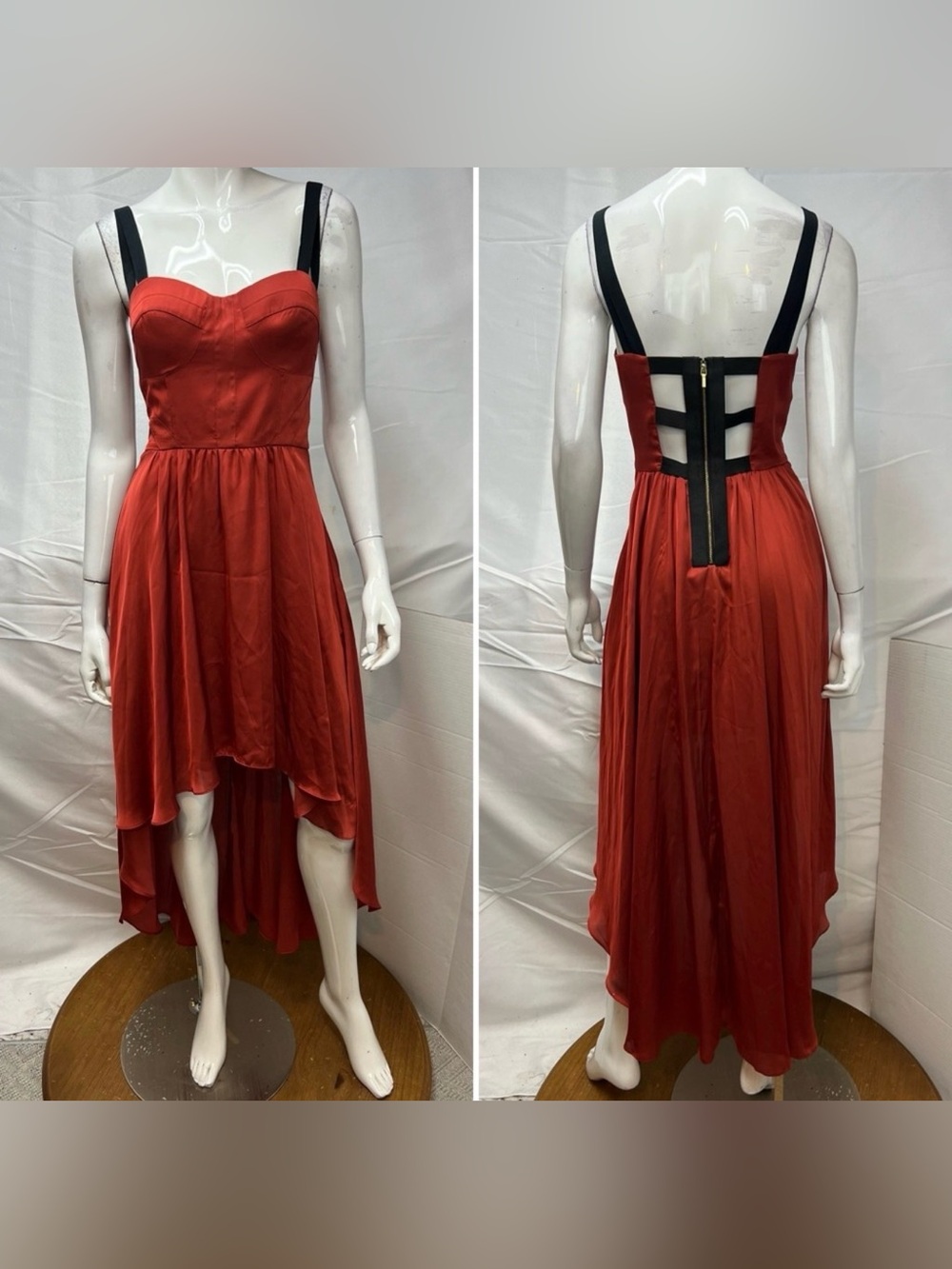 Bebe High-Low Dress with Black Straps